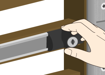 はがれて落下しないように引き戸に押し付けます。