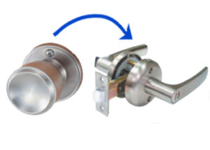 違う形のドアノブへの交換