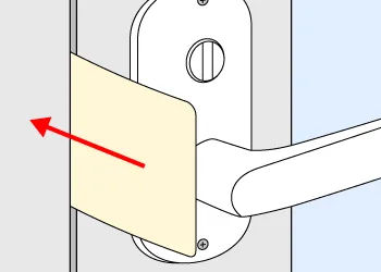 ①ドアとドアの間に細長いものを挿し込む