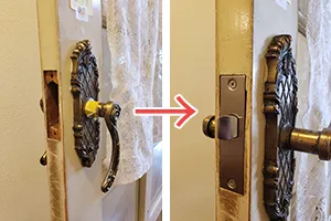 室内ドアのラッチケースの交換