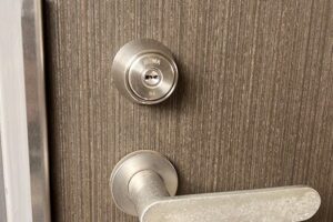 ディンプルキーを取り付けた玄関ドア