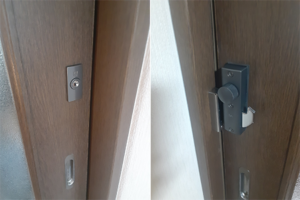 鍵を取り付けた室内の引き戸