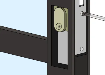 シリンダーを差し込みネジで固定する