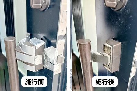 玄関プッシュプルハンドルの緩みを応急処置